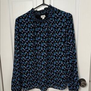 J. Crew Women's Floral Top - Blue and Green